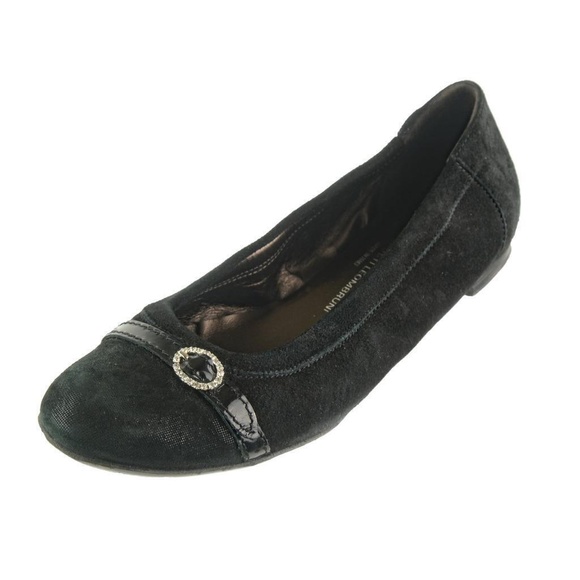 AGL ATTILIO GUISTI LEOMBRUNI Ballet Flats 39 EU 9 US Black Suede Shimmer ITALY - Picture 1 of 7